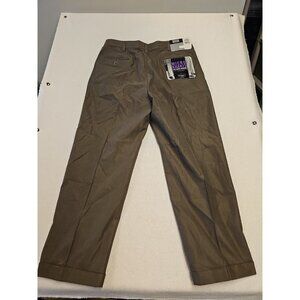 Haggar Micro Khaki Pants Mens 34X 29 Pleat Front Cuffed Suede-new